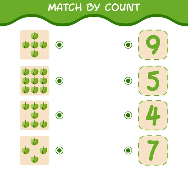 Match Par Nombre Tomatillo Dessin Animé Match Compte Jeu Jeu — Image vectorielle