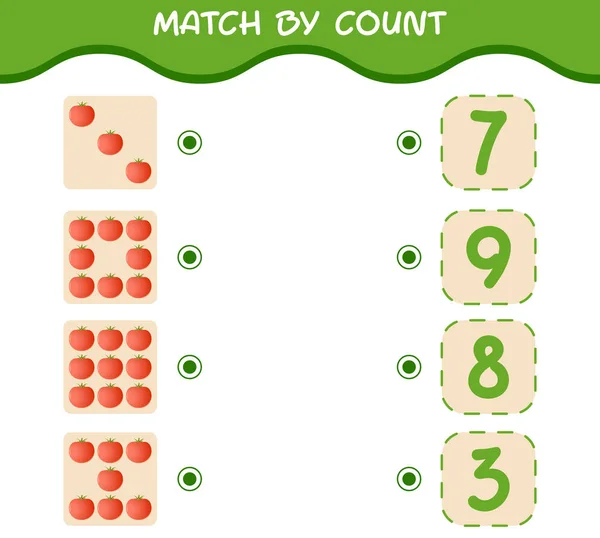 Match Compte Tomate Dessin Animé Match Compte Jeu Jeu Éducatif — Image vectorielle