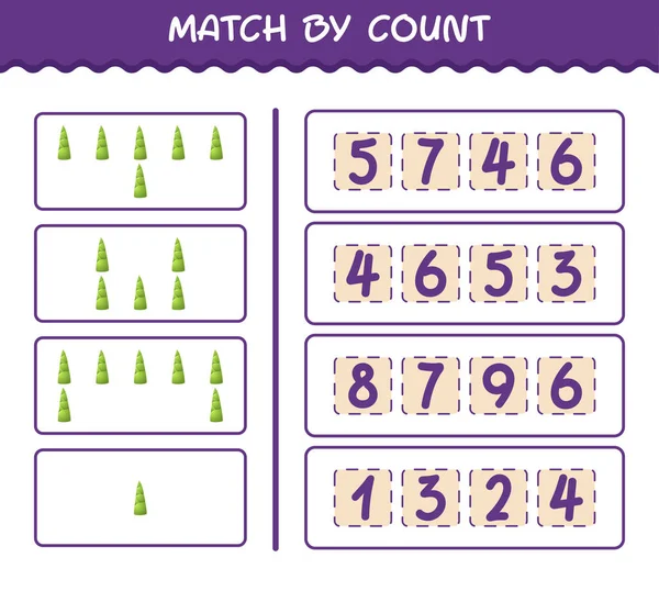Matcha Genom Att Räkna Tecknad Bambu Skjuta Matcha Och Räkna — Stock vektor