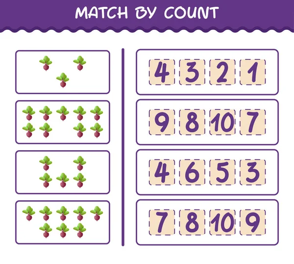 Coincidir Por Cuenta Remolacha Dibujos Animados Partido Cuenta Juego Juego — Archivo Imágenes Vectoriales