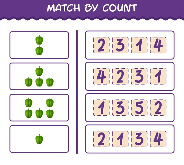 Match Count Von Cartoon Paprika Spiel Und Zähle Lernspiel Für — Stockvektor
