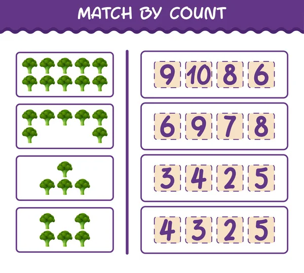 Match Count Von Cartoon Brokkoli Spiel Und Zähle Lernspiel Für — Stockvektor