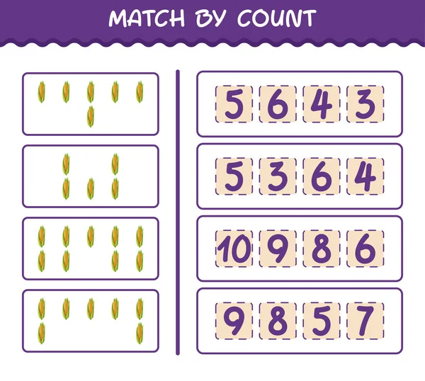 Match Count Von Cartoon Mais Spiel Und Zähle Lernspiel Für — Stockvektor