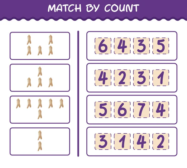 Match Count Von Cartoon Ginseng Spiel Und Zähle Lernspiel Für — Stockvektor