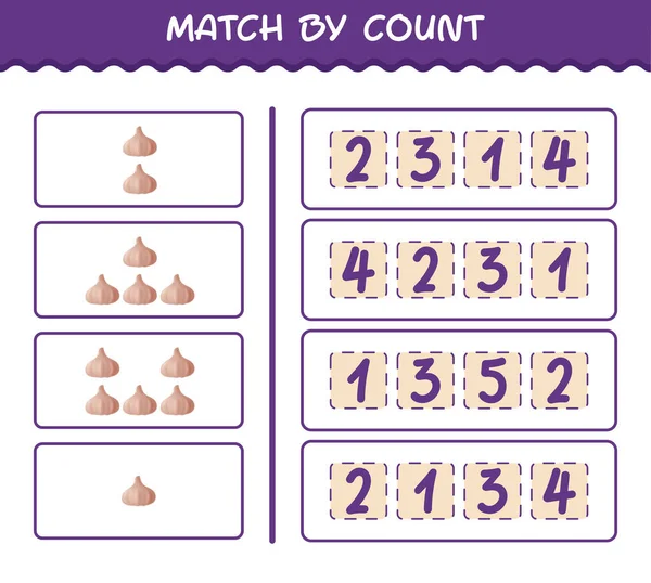 Coincidir Por Cuenta Ajo Dibujos Animados Partido Cuenta Juego Juego — Archivo Imágenes Vectoriales