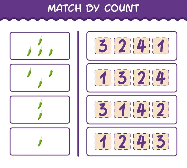 Matcha Genom Att Räkna Tecknad Grön Chili Matcha Och Räkna — Stock vektor