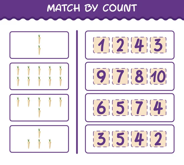 Match Count Von Cartoon Pastinaken Spiel Und Zähle Lernspiel Für — Stockvektor
