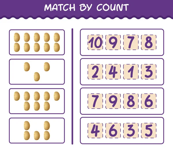 Match Count Von Cartoon Kartoffeln Spiel Und Zähle Lernspiel Für — Stockvektor