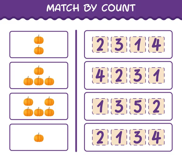 Partita Conteggio Zucca Cartone Animato Partita Conteggio Partita Gioco Educativo — Vettoriale Stock