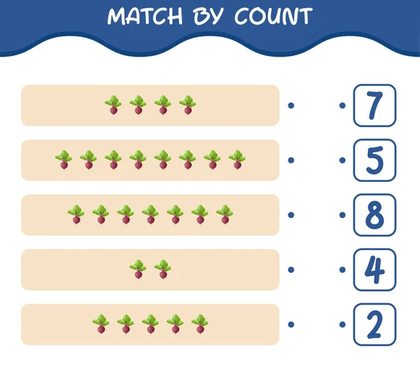 Match Gróf Rajzfilm Cékla Meccs Számolás Oktatási Játék Óvodáskorú Gyerekeknek — Stock Vector