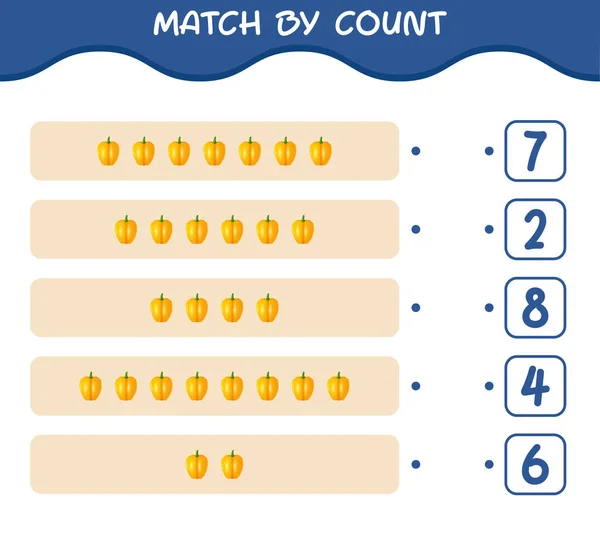 Match Nombre Poivrons Dessin Animé Match Compte Jeu Jeu Éducatif — Image vectorielle