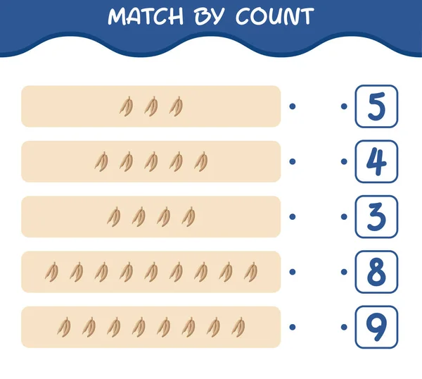 Match Count Cartoon Cassava Match Count Game Educational Game Pre — Stock Vector