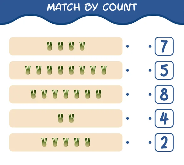 Match Count Cartoon Fennel Match Count Game Educational Game Pre — Stock Vector
