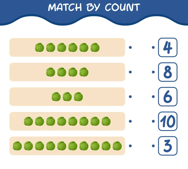 Match Gróf Rajzfilm Zöld Káposzta Meccs Számolás Oktatási Játék Óvodáskorú — Stock Vector