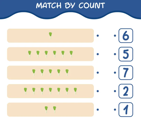 Match Gróf Rajzfilm Póréhagyma Meccs Számolás Oktatási Játék Óvodáskorú Gyerekeknek — Stock Vector