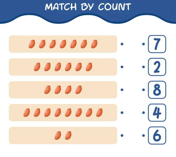 Match Nombre Patates Douces Dessin Animé Match Compte Jeu Jeu — Image vectorielle