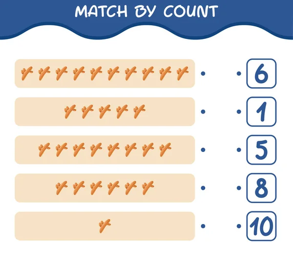 Match Par Nombre Curcuma Dessin Animé Match Compte Jeu Jeu — Image vectorielle