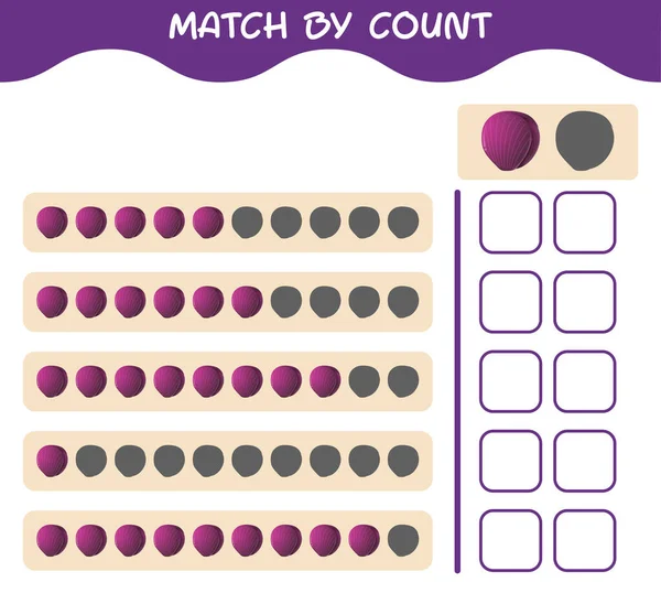 Match Count Von Cartoon Rotkohl Spiel Und Zähle Lernspiel Für — Stockvektor