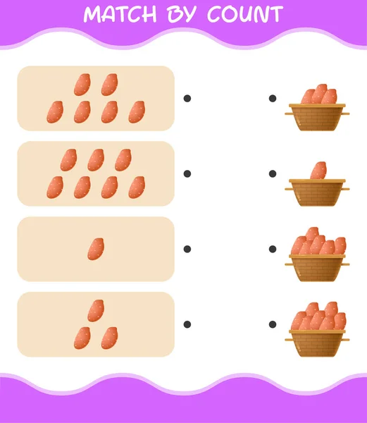 Match Count Von Cartoon Süßkartoffeln Spiel Und Zähle Lernspiel Für — Stockvektor