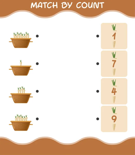 Match Count Von Cartoon Pastinaken Spiel Und Zähle Lernspiel Für — Stockvektor