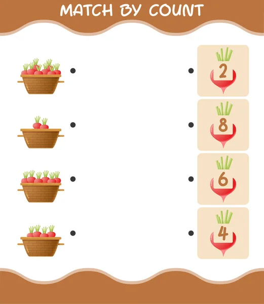 Zählung Für Zählung Von Rettich Spiel Und Zähle Lernspiel Für — Stockvektor
