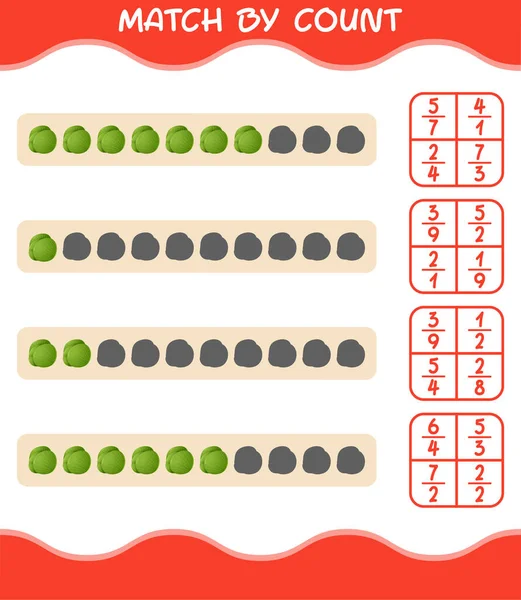 Match Count Von Cartoon Grünkohl Spiel Und Zähle Lernspiel Für — Stockvektor