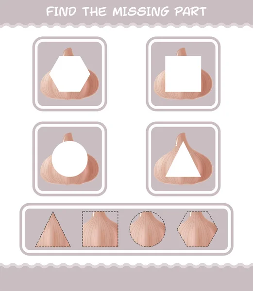 Match Cartoon Garlic Parts Matching Game Educational Game Pre Shool — Stock vektor