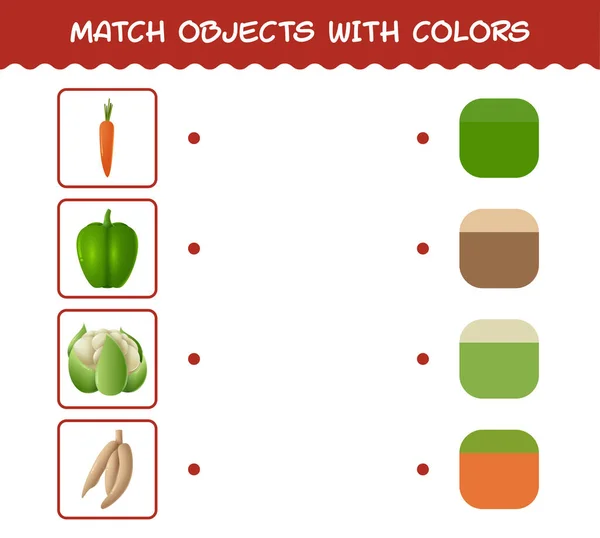Match Cartoon Vegetables Colors Matching Game Educational Game Pre Shool — Stock Vector