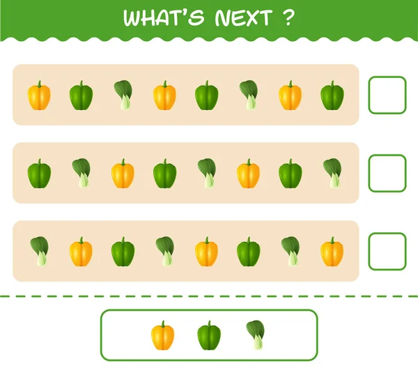 Que Viene Después Juego Educativo Verduras Dibujos Animados Encontrar Regularidad — Archivo Imágenes Vectoriales