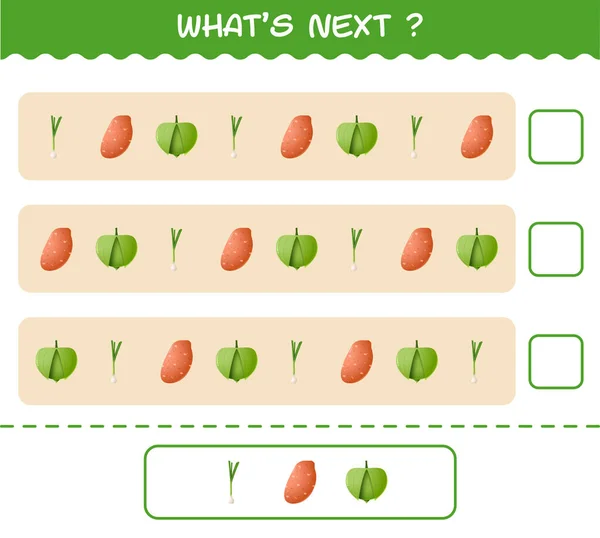 What Comes Next Educational Game Cartoon Vegetables Find Regularity Continue — Stock vektor