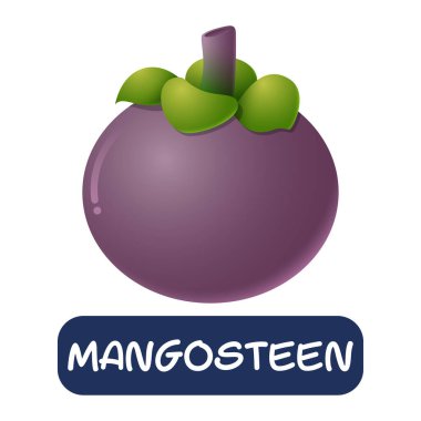 beyaz arkaplanda izole edilmiş karikatür mangosteen meyve vektörü