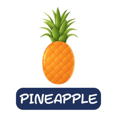 beyaz arkaplanda izole edilmiş ananas meyve vektörü