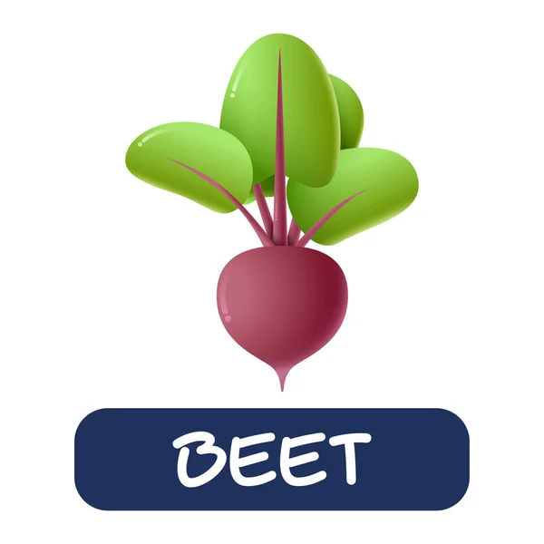 Karikatura Řepa Zelenina Vektor Izolované Bílém Pozadí — Stockový vektor