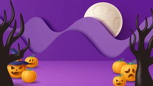 Exhibición Halloween Fondo Decoración Podio Con Adorno Miedo Ilustración Vectorial — Archivo Imágenes Vectoriales