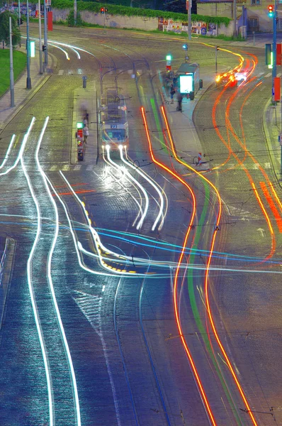 Night traffic in Prague — Stock Photo, Image