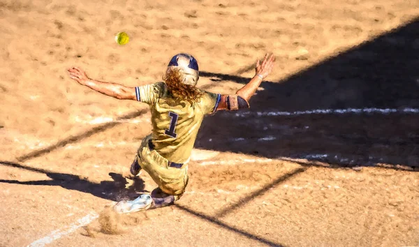 A Baseball Player Is Sliding Into Home Plate To Beat the Throw Home And Score A Run In Illustration Image Style