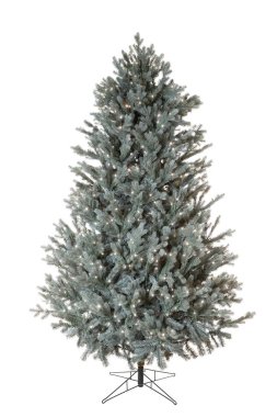 Beyaz arka planda izole edilmiş yapay yeşil çelenk ağacı.