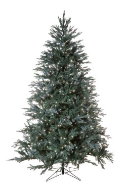 Beyaz arka planda izole edilmiş yapay yeşil çelenk ağacı.