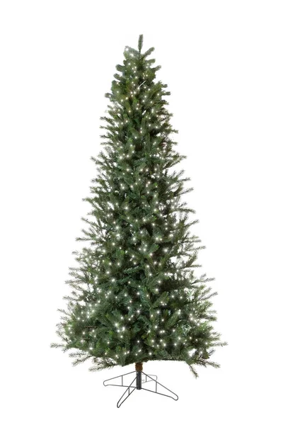 Árbol Navidad Verde Artificial Con Guirnalda Incorporada Aislada Sobre Fondo — Foto de Stock