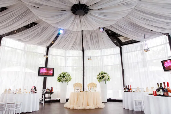 Indoor room with tables for a banquet or wedding