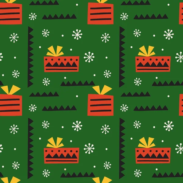 Patrón Sin Costuras Navidad Fondo Navidad Escandinavo Dibujado Mano Vacaciones — Vector de stock
