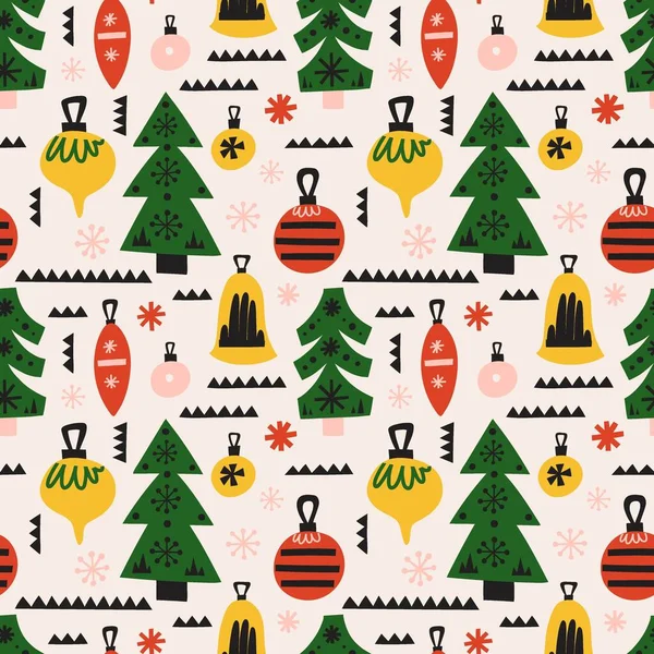 Patrón Sin Costuras Navidad Fondo Navidad Escandinavo Dibujado Mano Vacaciones — Vector de stock