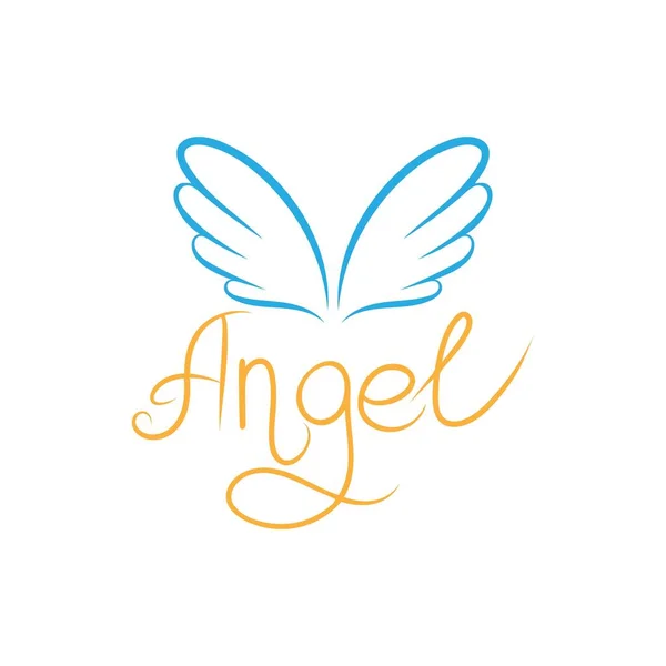 Des Ailes Ange Volant Emblème Angélique Mignon Avec Texte Calligraphique — Image vectorielle