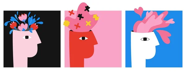 Psykisk Hälsa Psykologi Och Egenvård Positivt Och Negativt Tänkande Abstrakt Royaltyfria illustrationer