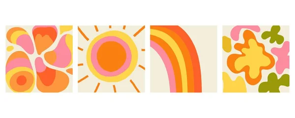 Leid Achtergrond Vierkante Retro Stijl Achtergrond Hippie Poster Oranje Roze — Stockvector