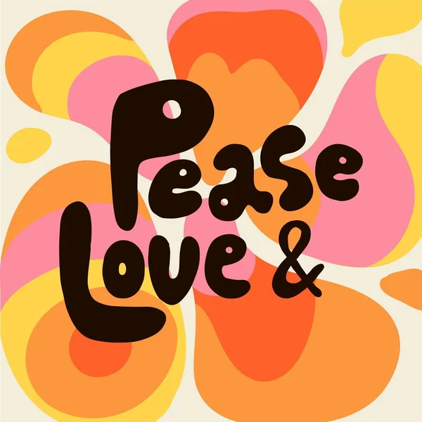Mír Láska Hipísácká Fráze Ručně Kreslený Hipísácký Text Motivační Inspirativní — Stockový vektor