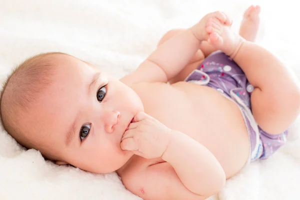 Little Five Month Baby Cloth Diaper — Stock Photo, Image