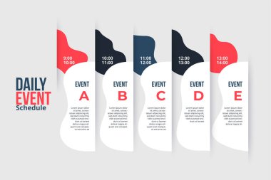 Yaklaşan günlük olay çizelgesi poster şablonu.