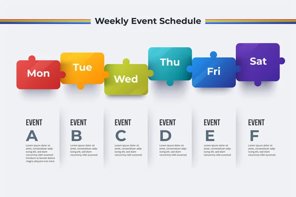 Programma Degli Eventi Settimanali Sul Bianco — Vettoriale Stock