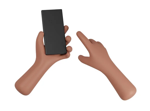 Cell Phone Hand White Background Rendering — Stockfoto